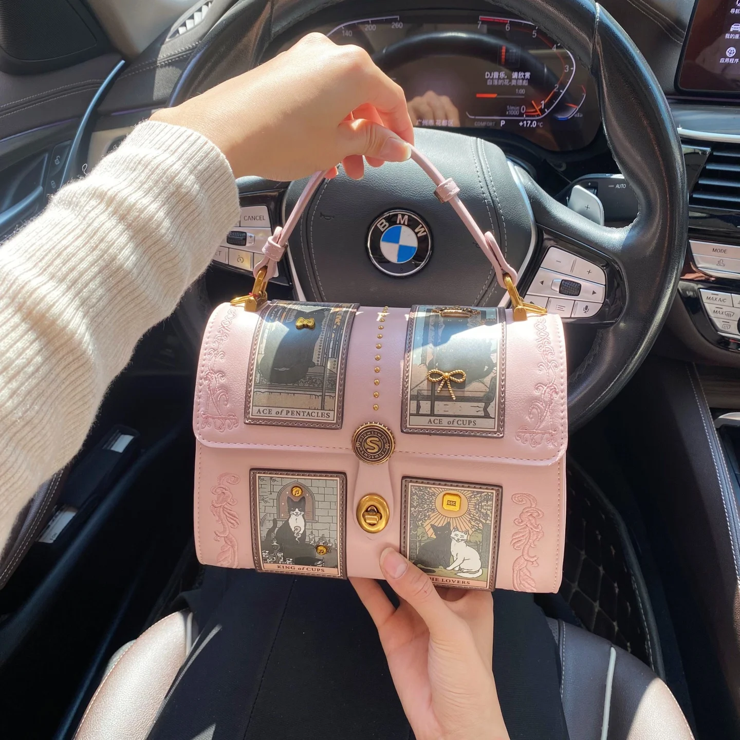 

Sweet and Luxury Handheld Boston Bag with Fashion Cat Printing and Delicate Embroidery 2026 Women's Newly Trendy Crossbody Bag