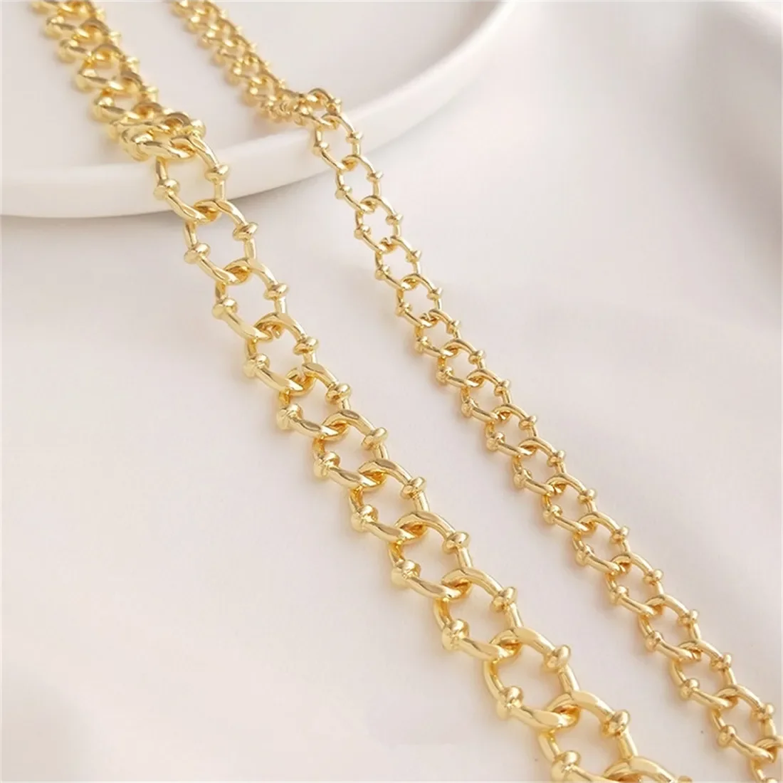 

14K Gold European American Style Retro Coarse Mineral Chain DIY Bracelet Necklace Jewelry Handmade Loose Chain B652