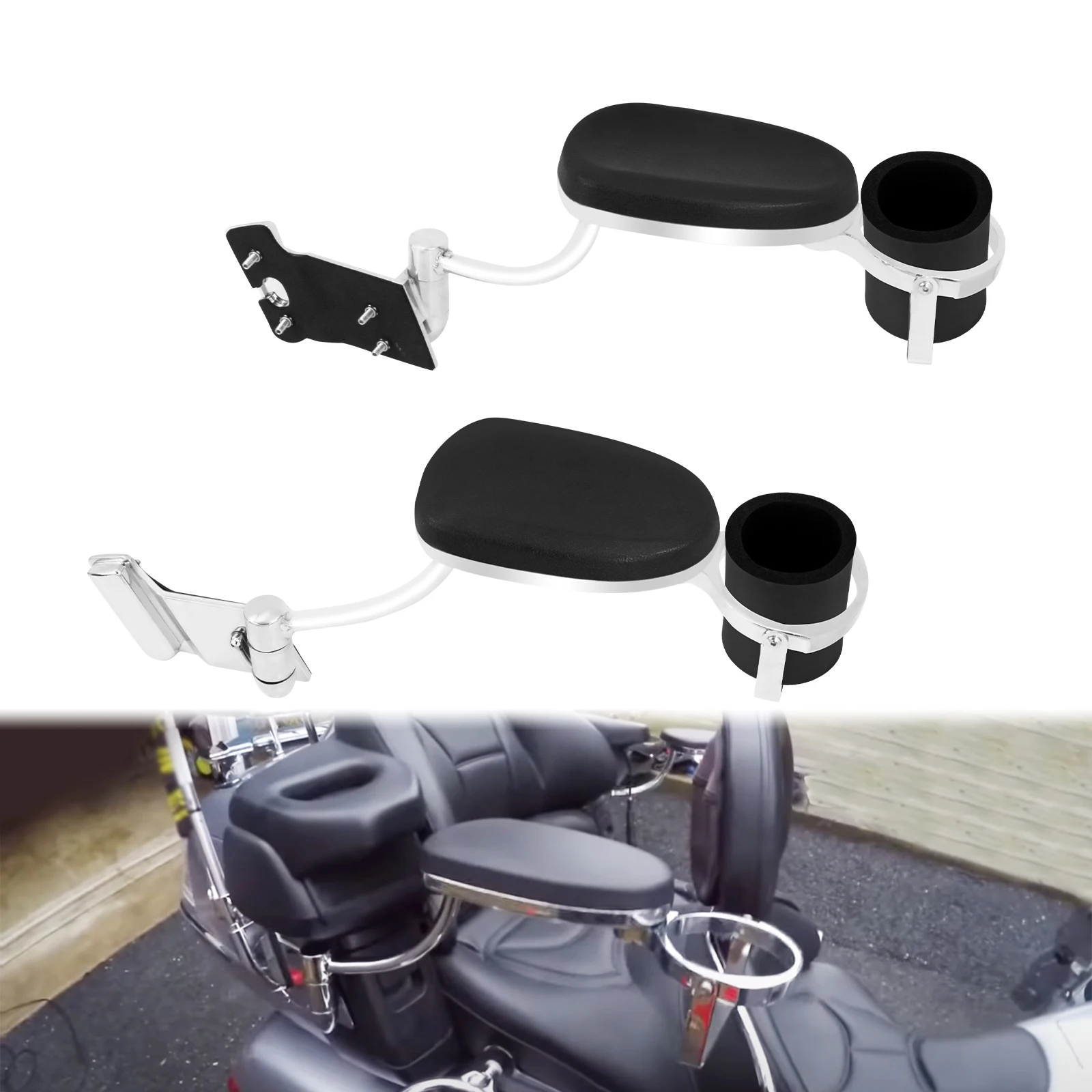 

Черно-хромированные регулируемые подлокотники для пассажира мотоцикла Honda Goldwing GL1800 GL 1800 2001-2014 2015 2016 2017