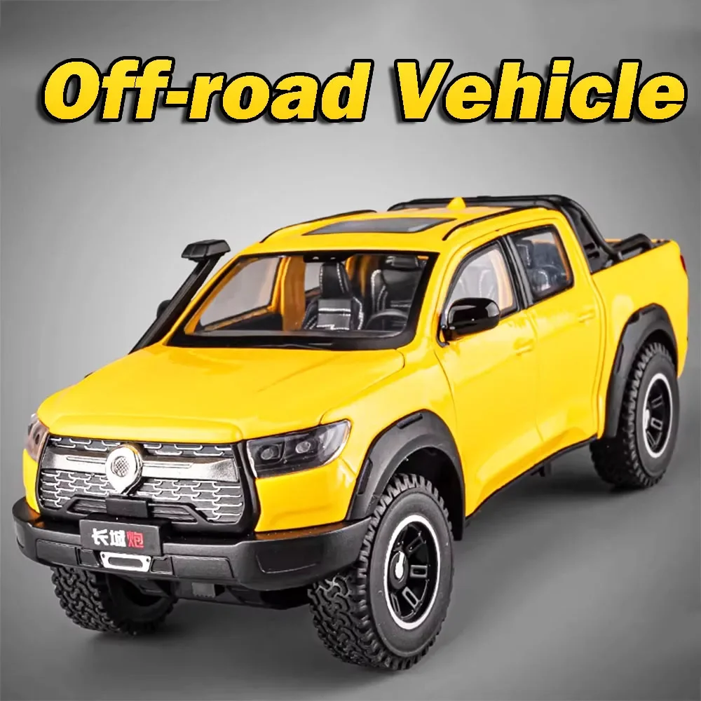 Modèle de ramassage GWM POER 1:24, voitures jouets en alliage moulé sous pression F150 RV, véhicule tout-terrain, son et lumière, portes ouvertes, cadeaux pour enfants