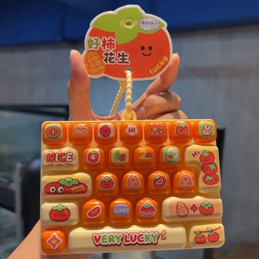 Pressable Keys 26 Keys Keyboard Keychain Clear Key Sounds Decompression Mechanical Keyboard Plastic Cartoon Fruit Fidget