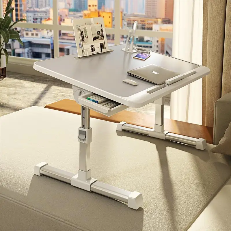 

Foldable Laptop Bed Desk - Adjustable Height Small Table for Dorm Bunks, Portable Study Tray with Bay Window Fit