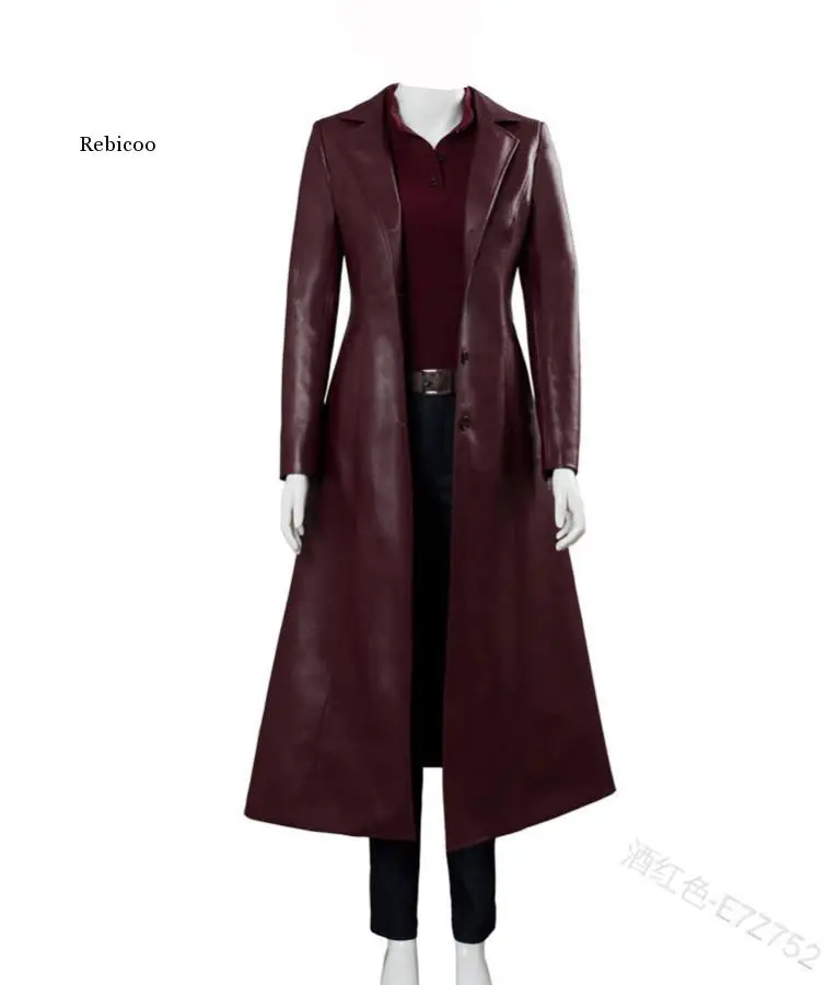 Giacca lunga in pelle da donna elegante giacca in pelle PU lavata Trench capispalla femminile