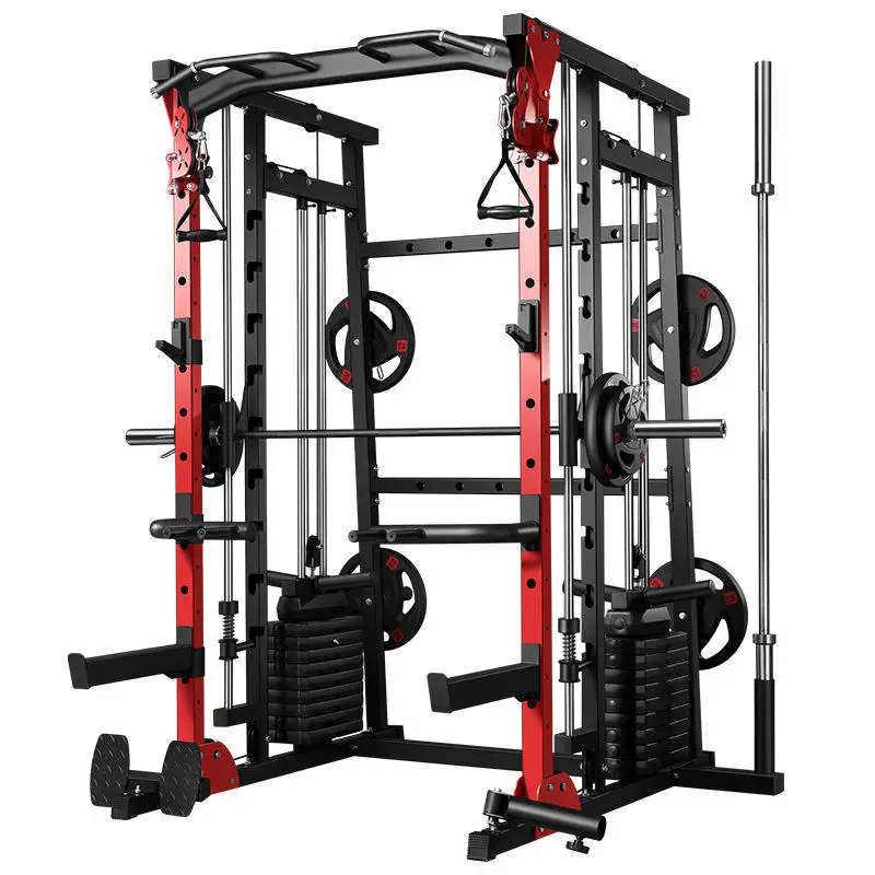 Multi Functional Smith Machine Squat Bench Rack Home Use Commercial Small Bird Gantry Barbell Exercise Trainer