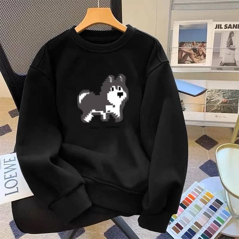 

Тяжелый свитшот на осень и зиму из чистого хлопка, свободный модный универсальный топ, молодежный Жан Длин Све, круглый Ne