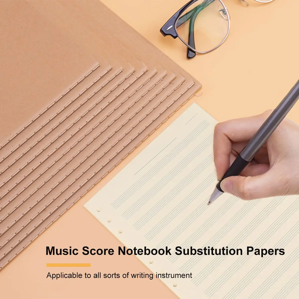 100 Sheets Five-Line Staff Paper High-Quality Smooth Writing No Bleed Loose Leaf Music Manuscript Refill Notebooks Beginner 2mm