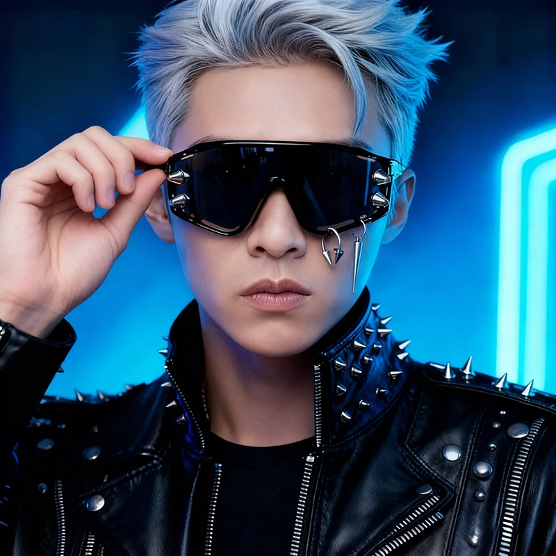 

Trendy Individuality Y2K Steampunk Big Frame Rivet Eyewears Women Men Vintage Sun Glasses Popular Cyberpunk Party Funny Glasses