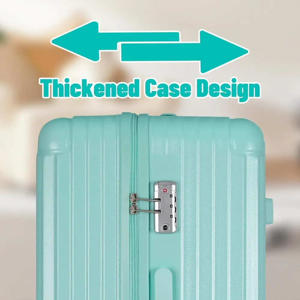 Mint Green 20 & 28 ABS+PC Luggage Set with TSA Lock, Dual Zipper & Mesh Lining