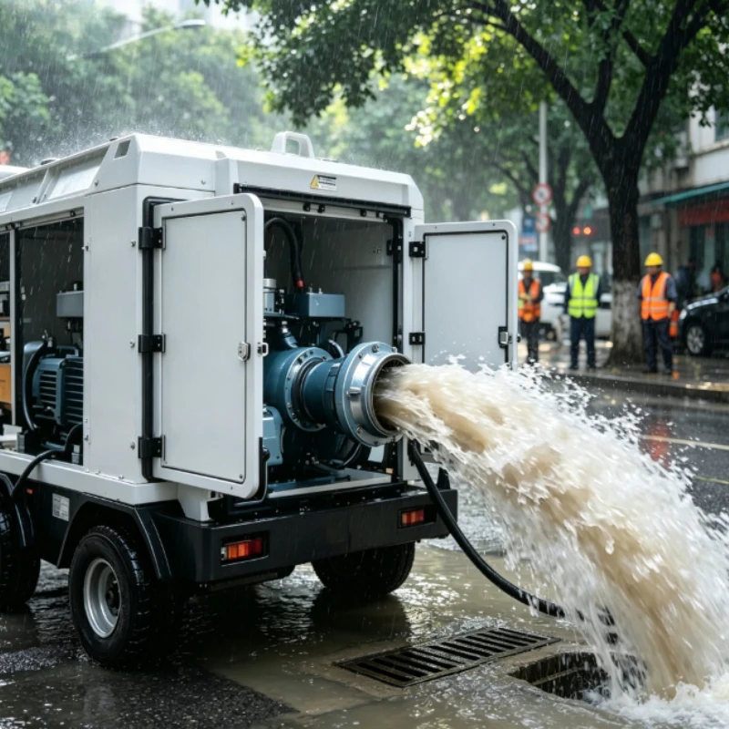 Self Priming Industrial Flood Control Pump Truck Flow Diesel For River Valley Seasonal Flood Disaster Drainage Relief