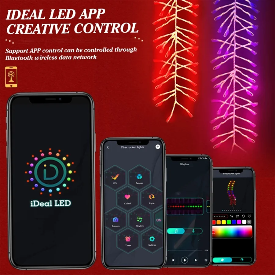 Guirnalda de luces navideñas 2 en 1 para decoración interior y exterior, tira de luces RGB de 1,68 M con Control por aplicación inteligente, resistente al agua