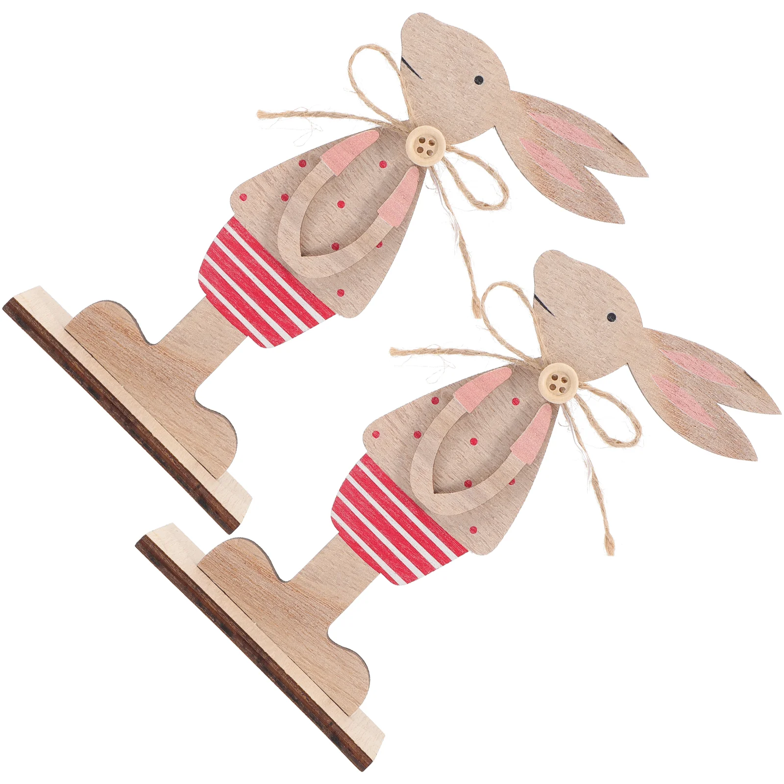 2 Pcs Easter Decorations Home Decorate Supplies Tabletop Centerpiece Wood Sign Wooden Rabbit Ornament