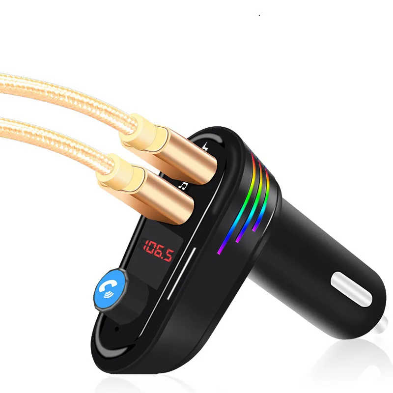New Colorful Ambient Light Upgraded AP02 Car Bluetooth MP3 Hands-Free Call 3A Charger FM Transmitter