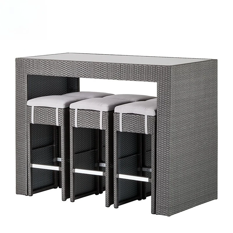 high bar table and chairs five-piece set, rattan chairs courtyard bar table and chairs cafe casual rattan chairs coffee table