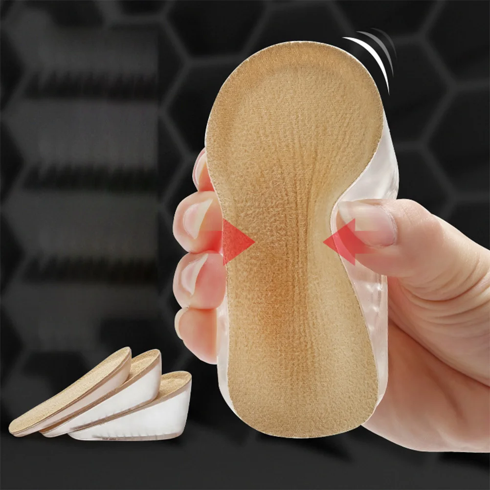 

2Pairs Inner Height Increase Insoles Invisible Adhesive Half Pad Cover Non-Slip Comfortable Elastic Gel Material Sweat