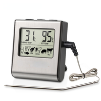 Digital Barbecue Meat Thermometer for Oven Thermomet with Timer Meat Probe Cooking Kitchen Thermometer for Meat Food Thermometer