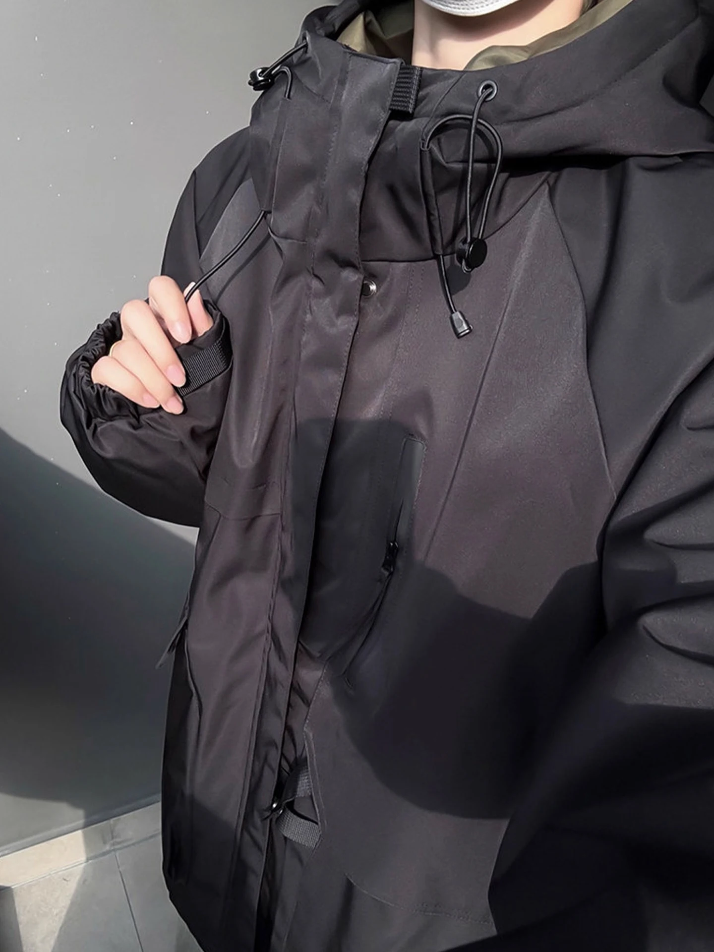 Thiened American Sle Boxy المفكك للقلنسوة الدافئة في الهواء الطلق عارضة الرجال الشتاء Jaet الشباب العصرية طويلة Sve سستة Cl... #1