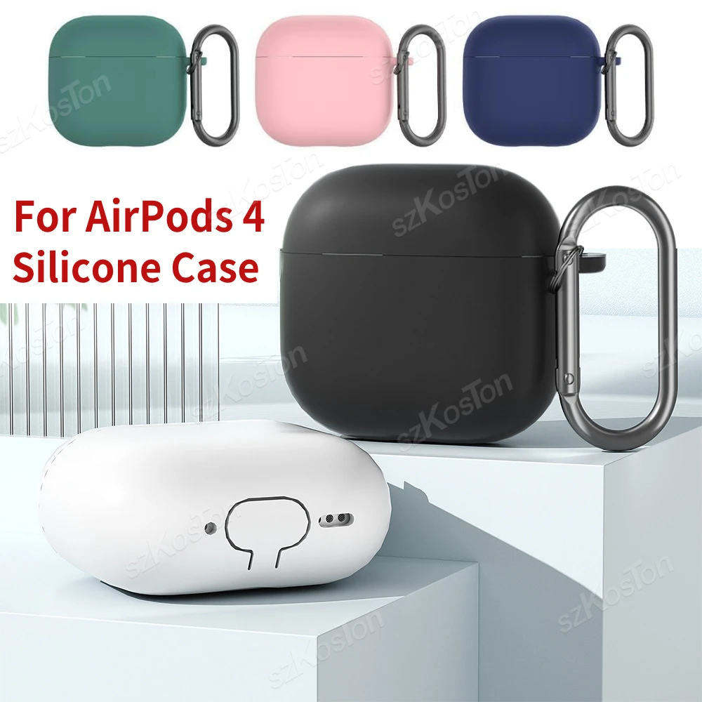 Per AirPods4 Custodia per auricolari Bluetooth con portachiavi Custodia protettiva in silicone antiurto per AirPods 4th Air pods4 Case