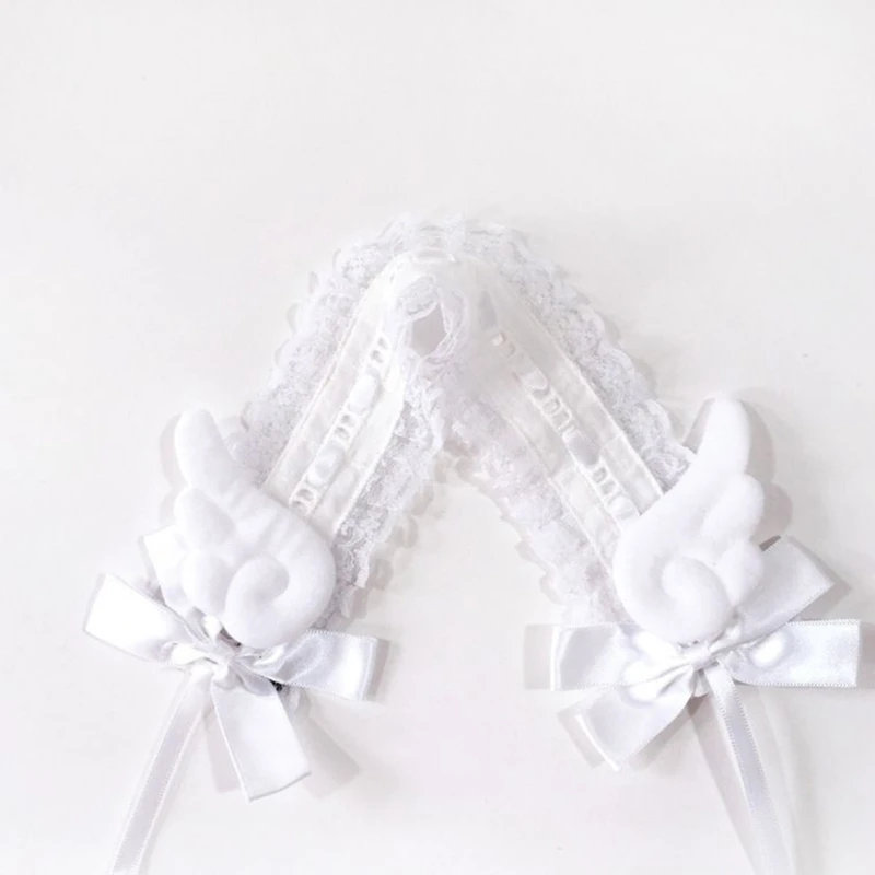 Accesorio para cabello hecho a mano, diadema gótica Lolitas, diademas encaje para sirvienta, decoraciones lindas con y