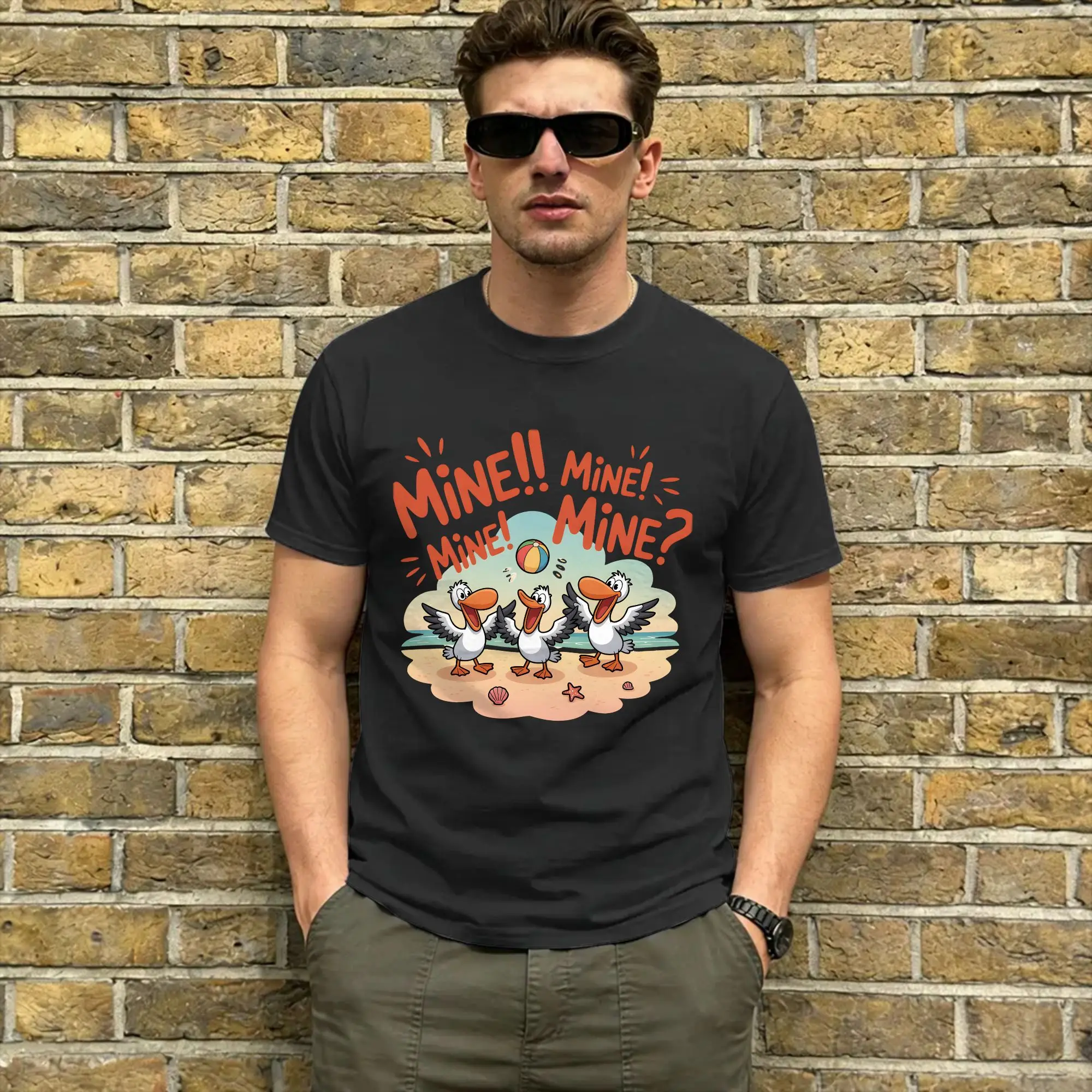 Funny Mine Seagull  T Shirt Summer  Harajuku T Shirts Male Cotton O-Neck 4XL 5XL 6XL Tees Short Sleeve Y2K Fun Tops