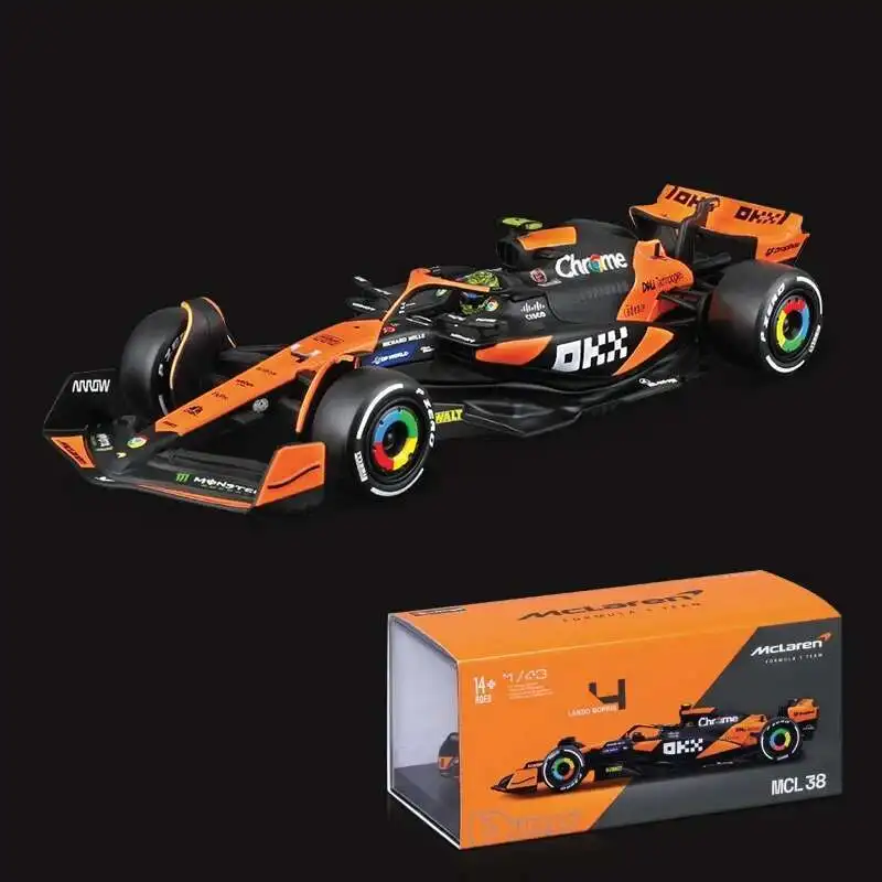 

1:43 MCL38 F1 Mclaren 2024 Miami Grand Prix Alloy Car Miniature Diecast Model #4 Lando Norris #81 Oscar Piastri Toy