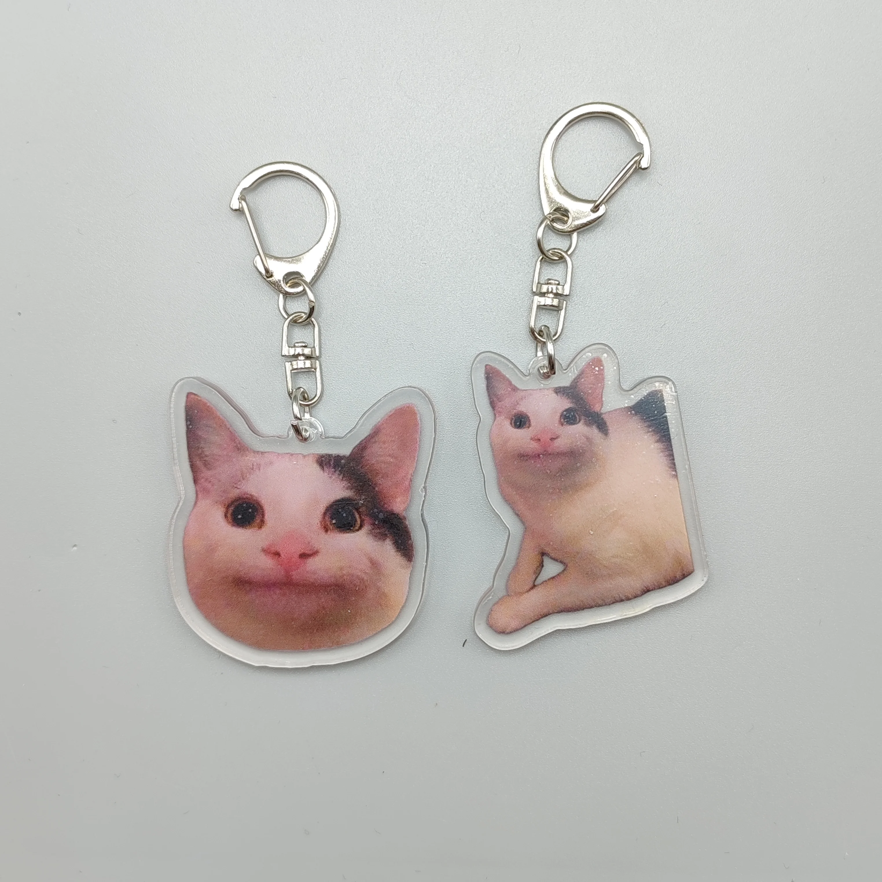 Chaveiro para bolsa feminina, 2 gatos falando Meme, bonito educado, coisas fofas, presente barato para melhor amigo