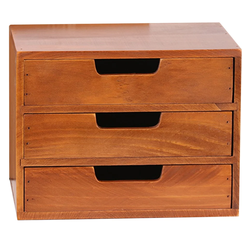 

Solid Wood Retro Storage Cabinet File Drawer Organizer Box Sundry Drawers Wooden