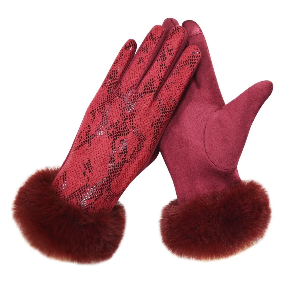 Personality Snake Pattern Touch Screen Gloves Windproof Cold Proof Keep Warm Gloves Thickened Mittens Winter Season