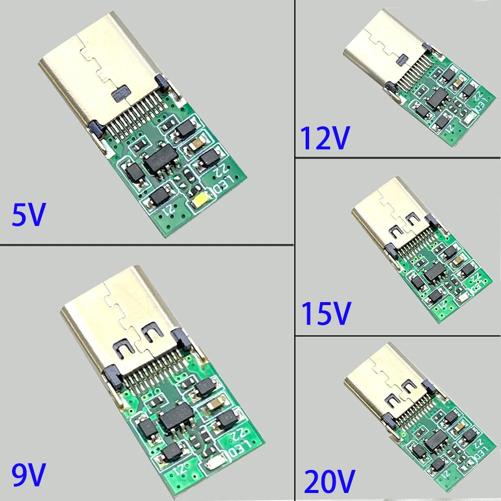1/2/5pcs USB-C Female Jack Trigger Board Module PD Decoy Sockets Fast Charge Type-C 5V 9V 12V 15V 20V High Speed Power Delivery