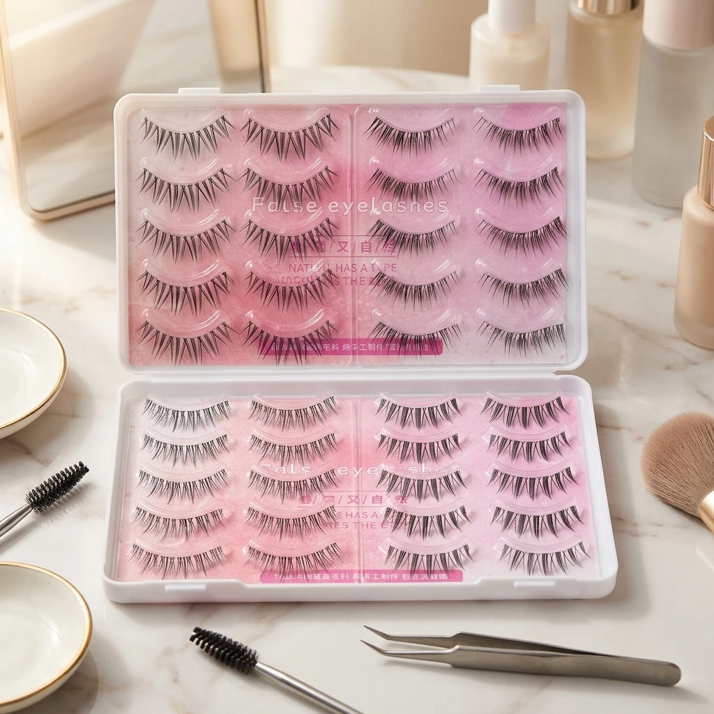 

40 Pcs Natural Style One-Piece False Eyelashes Lightweight Comfortable Long-Lasting For Daily Use And Special Occasions