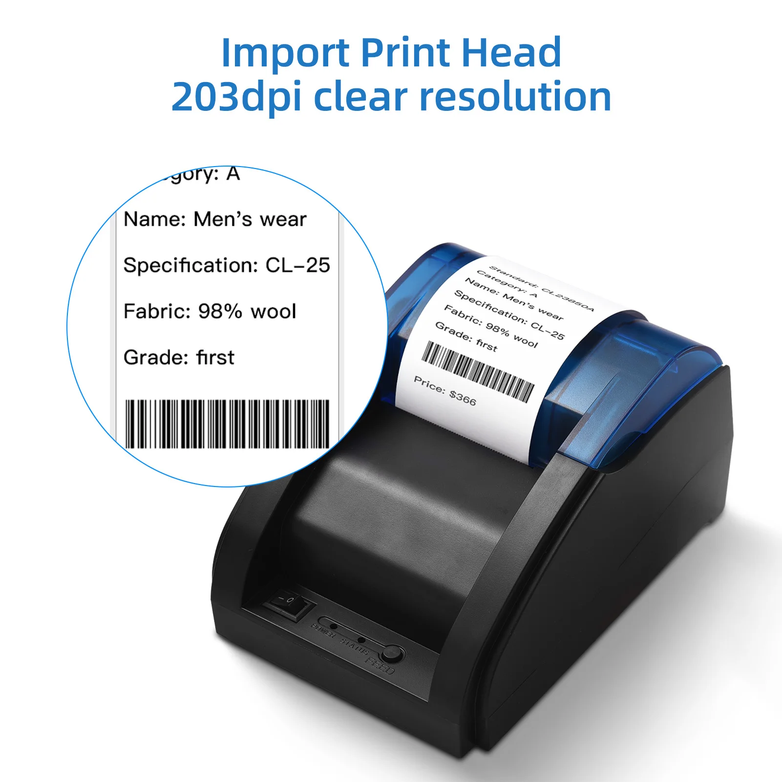 58mm Desktop Receipt Printer POS Printer Direct Thermal Printing Compatible with Android/iOS/Windows Support ESC/POS