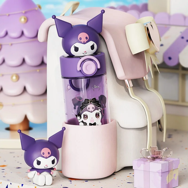 X&W For Sanrio Transparent Cup 500ml Kawaii Hello Kitty Kuromi Water Bottle Tritan Kid Drinking Cup Portable Outdoor Straw Cups view 6
