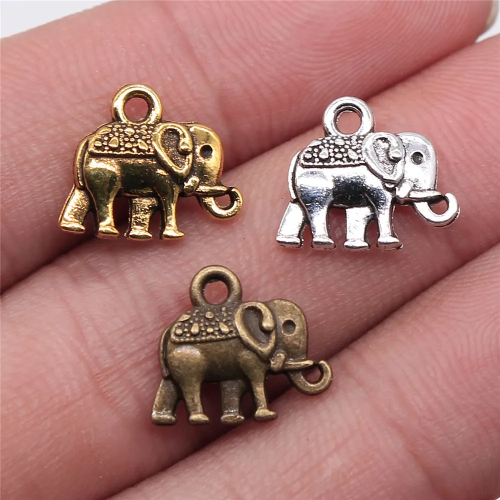 

200pcs 13x12mm Charm Double Sided Elephant Color Pendants Making DIY Handmade Tibetan Jewelry