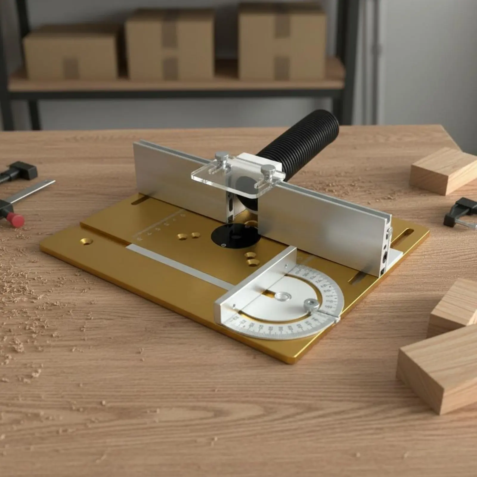 Carpentry Benchtop Router Table With Angle Gauge Aluminum Router Table Insert Plate Engraving Machine Flip Plate for Workshop