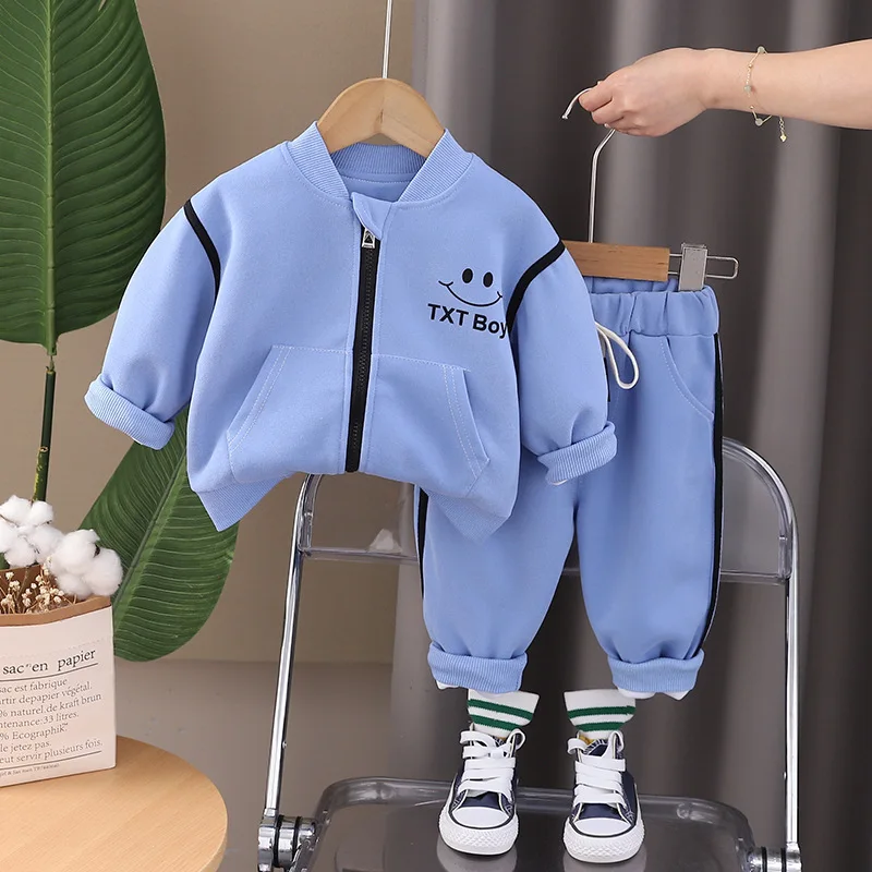 Toddler Boys and Girls Two Piece Suit 2024 Spring Cartoon Casual Fashion Long Sleeve Cardigan Coats and Pants Childrens Clothing