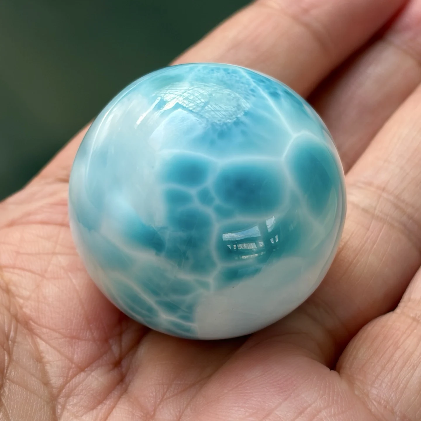 Natural Blue Larimar Pendant Round Sphere Base Big Ball Gemstone 35.8mm Women Men Larimar 925 Silver Fashion Jewelry AAAAAA
