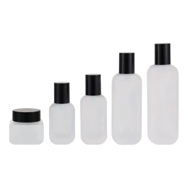 

7Pcs Refillable Bottle Empty 20ml 50ml 100ml 120ml Glass Frosted Matte Jar Cosmetic Bottle 30g 50g Cream Jar Lotion Pump Bottles