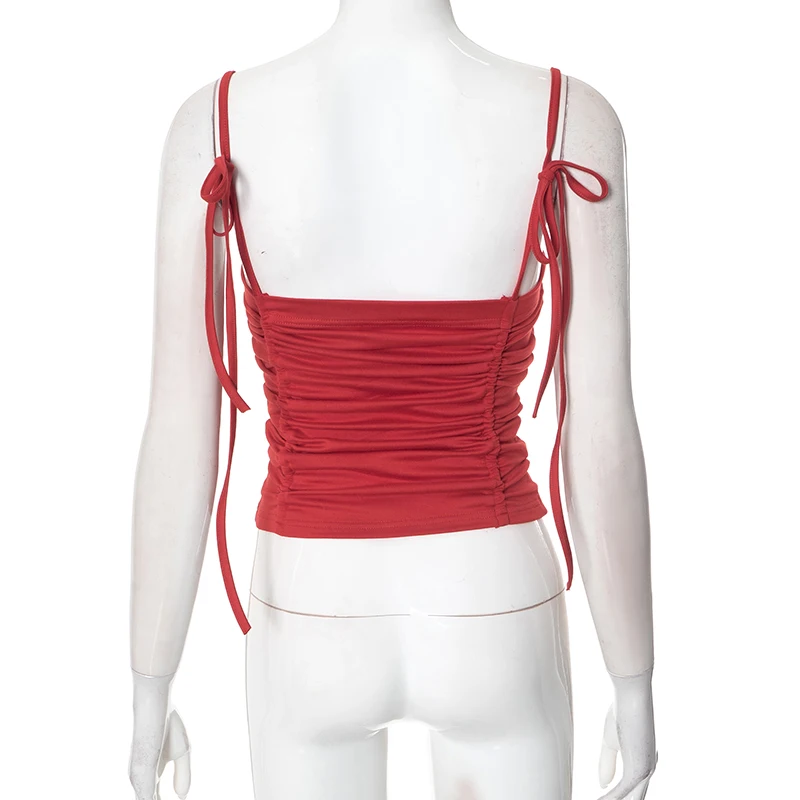 CUTENOVA 2025, Sommer Neue Frauen Einfarbig Kordelzug Schrumpfung Leibchen Top Nische Süße Und Hottie Schlank Mode Leibchen