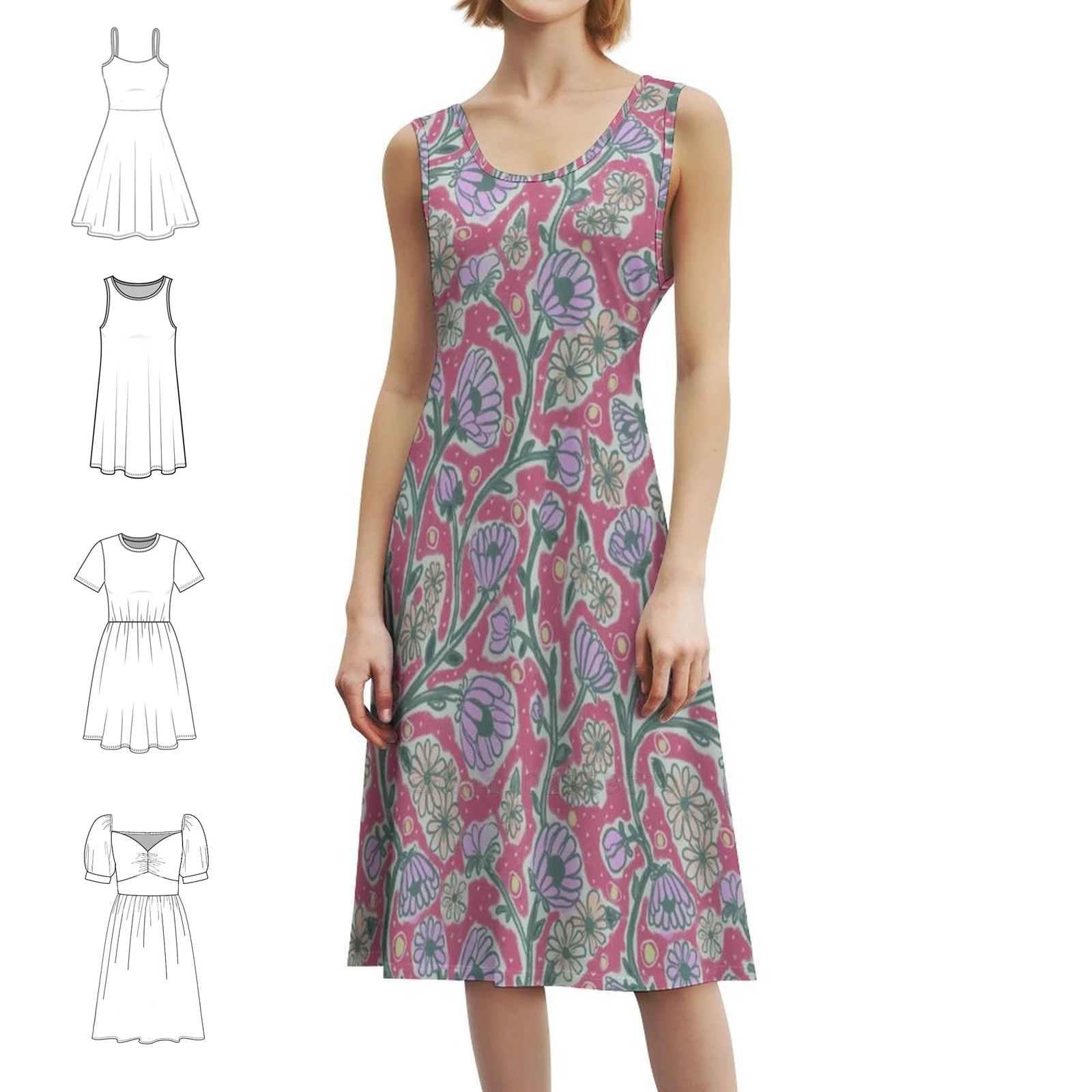 

Ручной рисунок, весенние карандаши с цветами, шикарное платье в стиле бохо, элегантное модное пляжное платье для свадебной вечеринки, карандаш, ручной рисунок, цветы, цветы