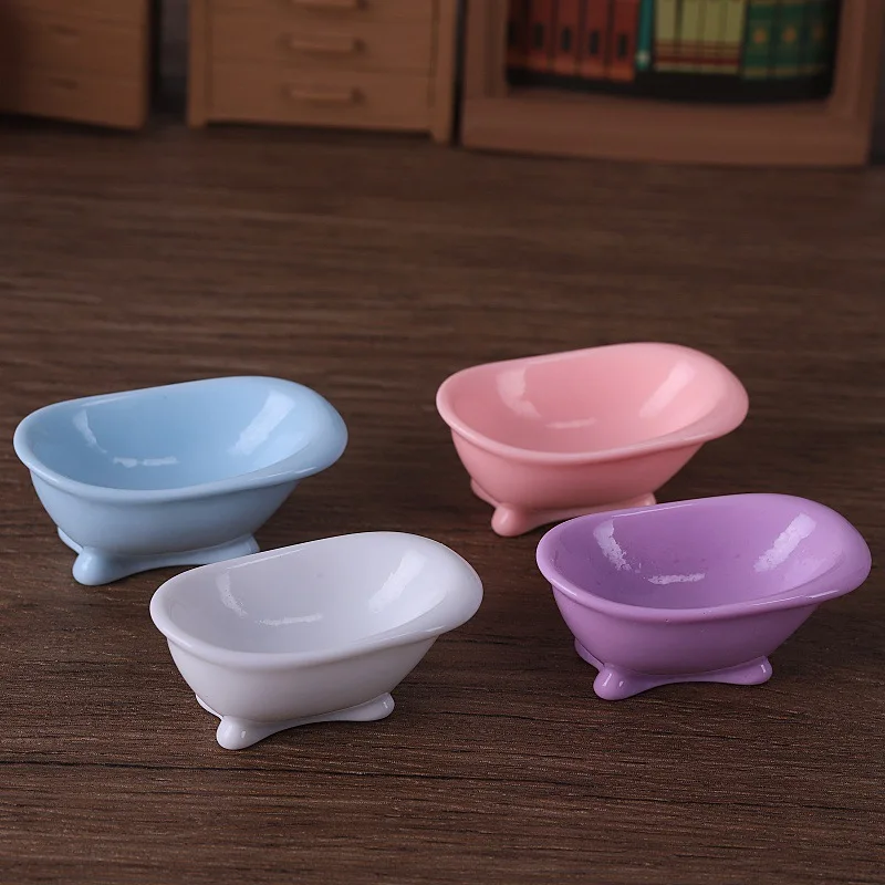 4pcs Mini Bathtub Tiny Bathtub Model Resin Simulation Resin Pendant DIY Decoration Landscape Ornament