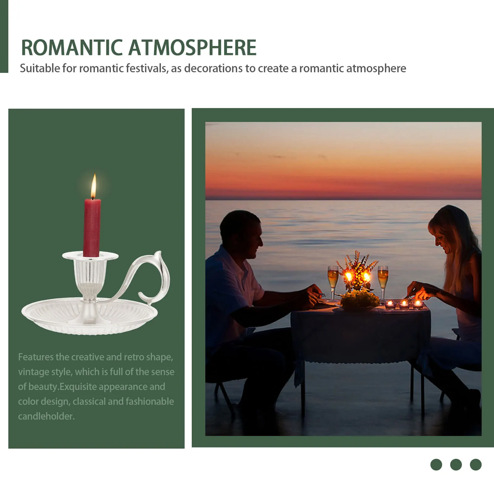 

Retro Metal Taper Holder Vintage Decorative Candlestick Tabletop Base with Handle for Party Home