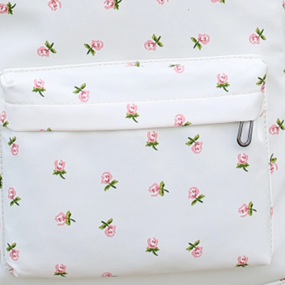 Conjunto de mochila floral para adolescentes, 3 peças, bolsa de livro com lancheira e estojo de caneta, mochila de nylon para laptop, grande capacidade, mochila de viagem