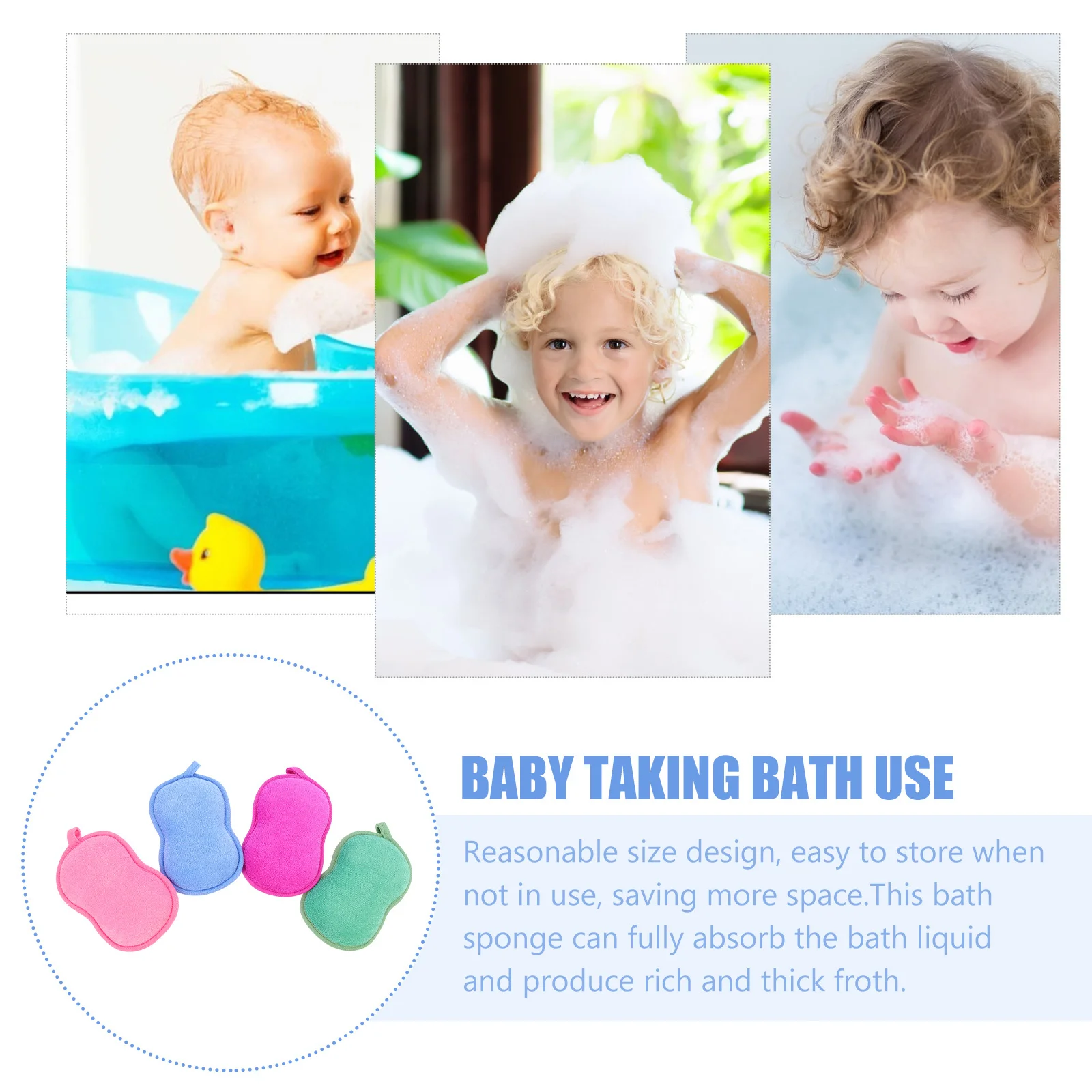 

4Pcs Shower Sponge Soft Bath Scrubber Gentle Body Cleaning Exfoliating Foam Supple Bath Supply