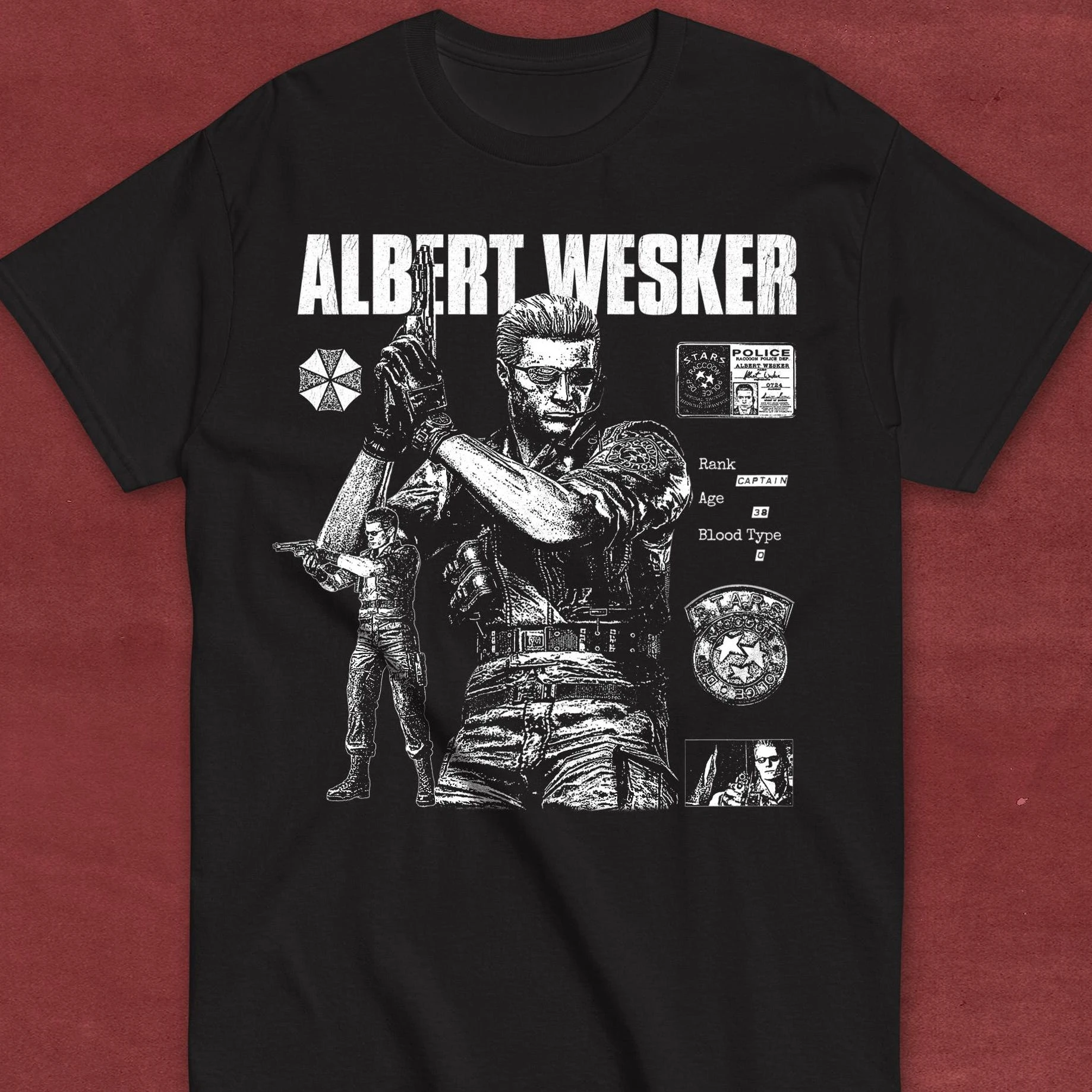 Resident Evil Albert Wesker T-shirt: Survival Horror Game Fans Movie Style T-shirt Daily Wear Printed T-shirt