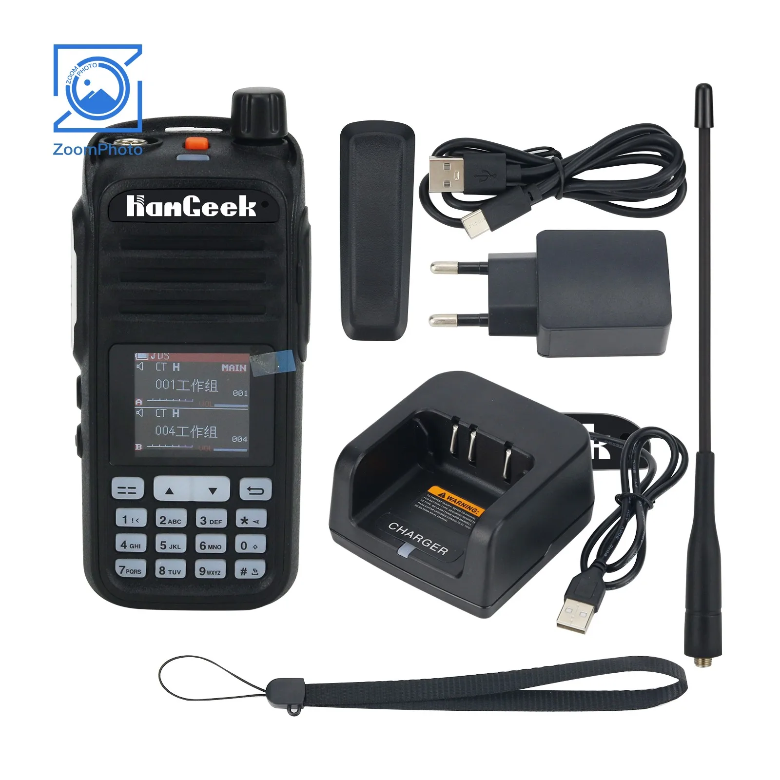 HamGeek HGA37 70-900MHz Walkie Talkie Handheld Transceiver AM FM UHF VHF Radio w/ Color LCD