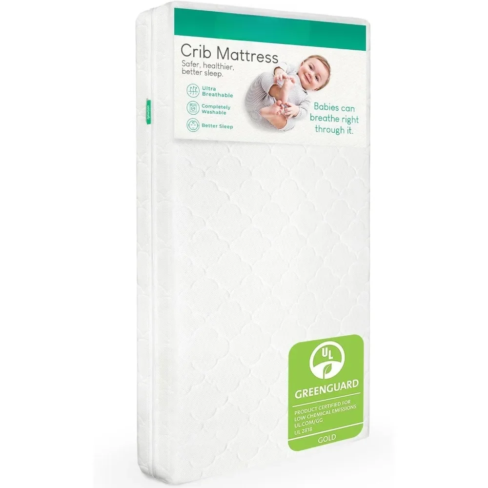 Baby Crib Mattress, 100% Breathable Proven To Reduce Suffocation Risk, 100% Washable, Removable Cover -5.5