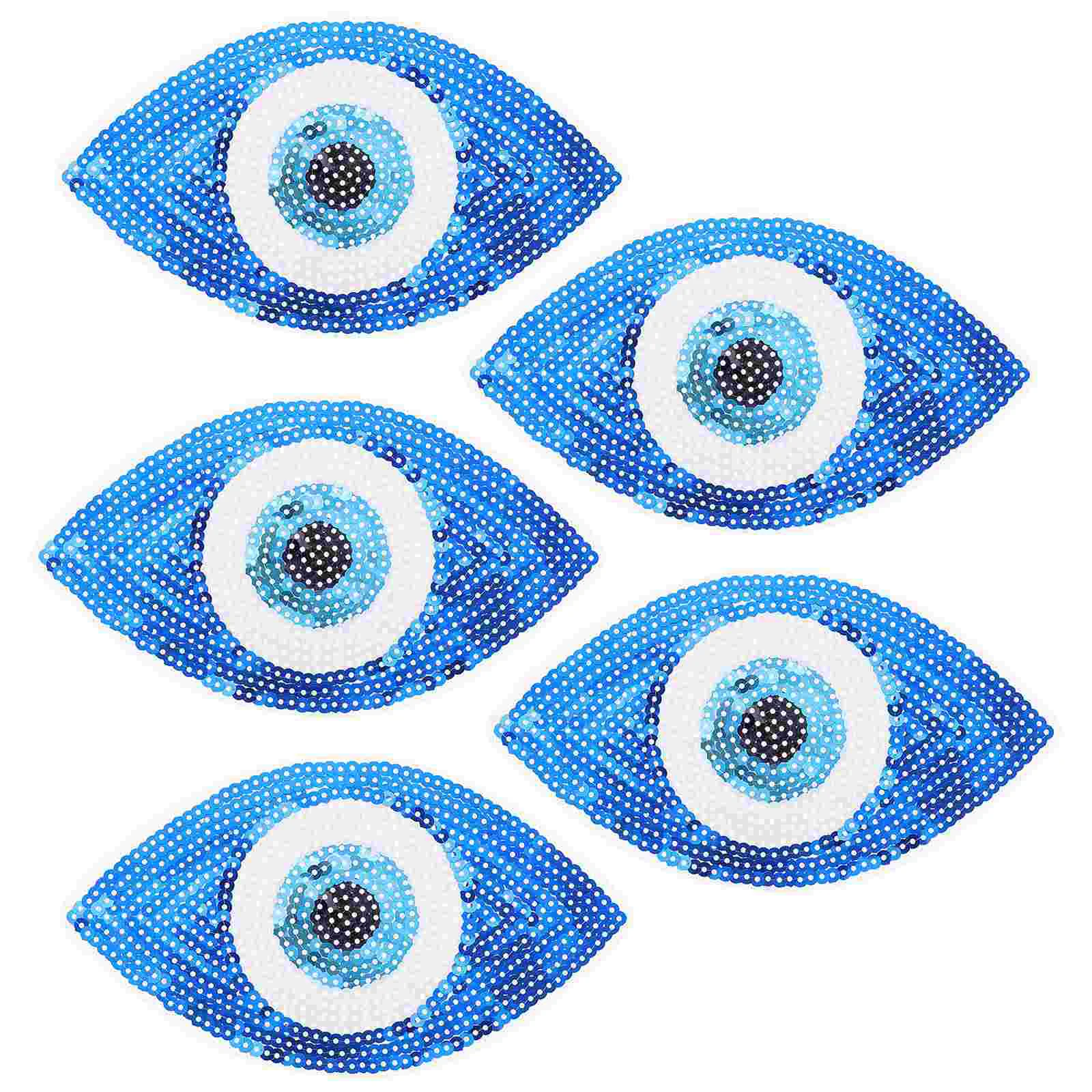 5 Pcs Eye Car Accesories Embroidered Patch Sewing DIY Patches Car Stickers Flash Clothes Sequins