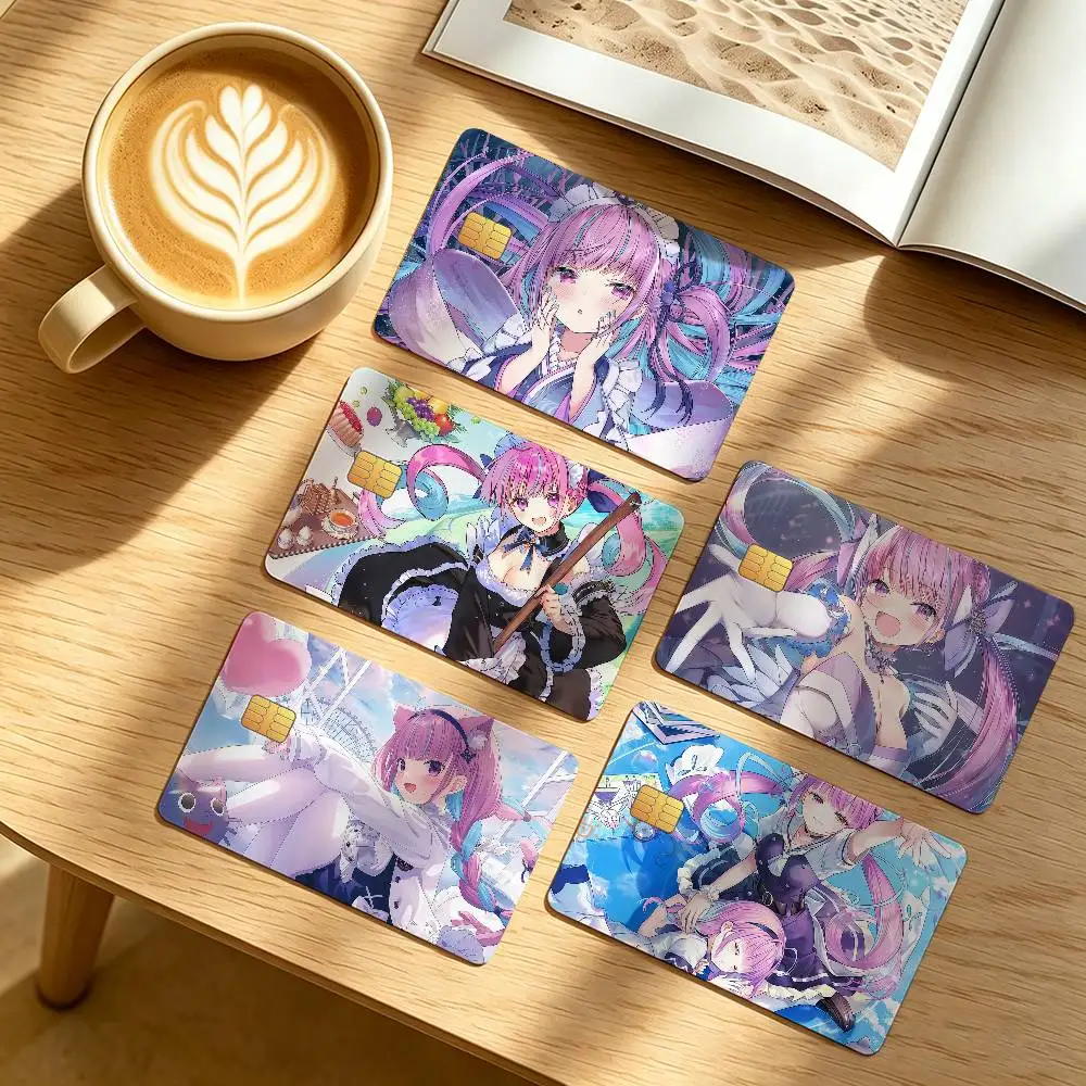 Anime Minato Aqua Credit Card Public Transportation Cards Protective Sticker Waterproof Card Face Decoration 4PCS