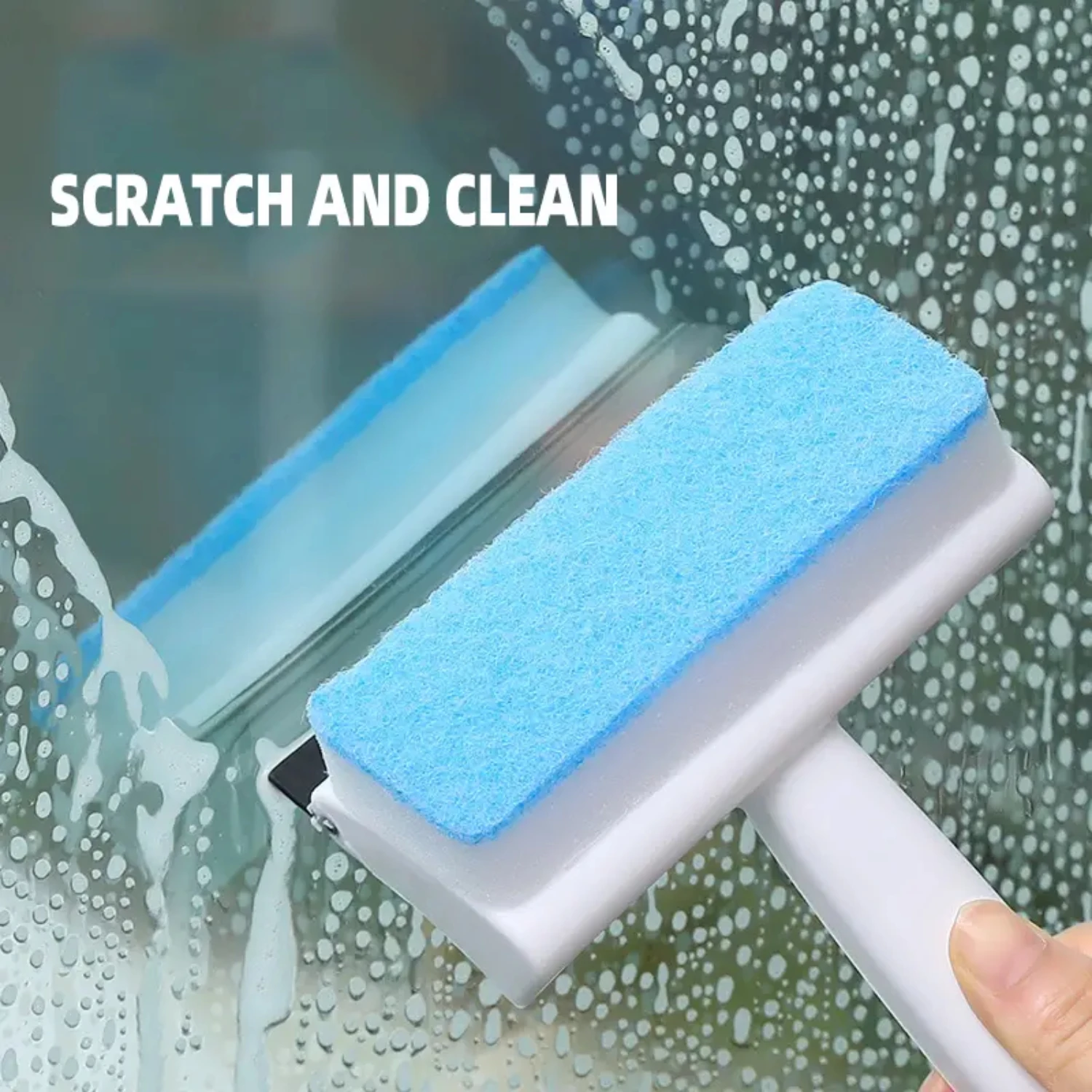 Double-sided Bathroom Cleaning Tool with Powerful Scrubbing Ability, Convenient Mirror Cleaning Brush, Essential Window Cleaning