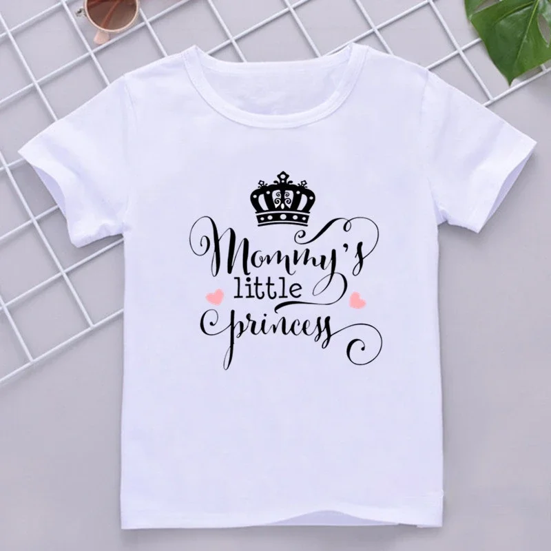 Korona księżniczka T Shirt dzieci dziewczyny ubrania biały T-shirt z krótkim rękawem lato dorywczo odzież dla dzieci koszulki dla dzieci