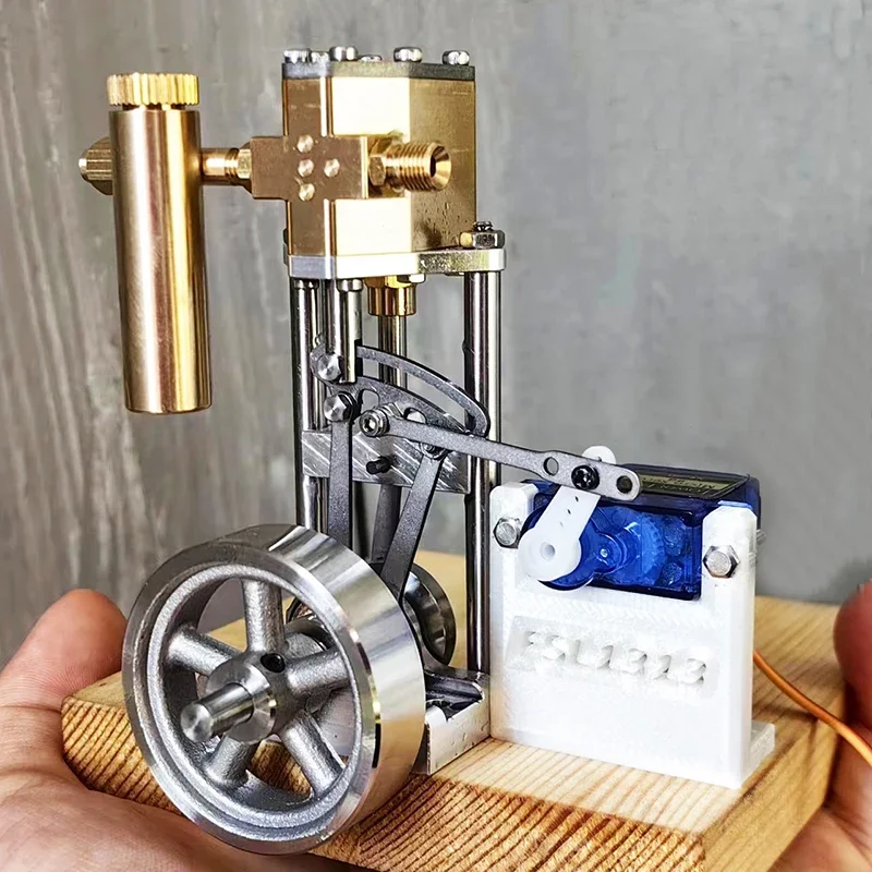 DIY Brass Single Cylinder Steam Engine Power Engine Reciprocating Double Acting Belt Reversing Steam Engine Model Adults Toy